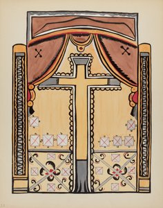 Planche 13 : Dessin avec croix : Du portfolio "Dessins coloniaux espagnols du Nouveau-Mexique" - American 20th Century