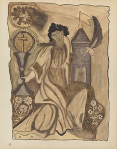 Planche 41 : Sainte Barbe : Du portfolio "Designs coloniaux espagnols du Nouveau-Mexique" - American 20th Century