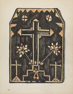 Planche 46 : Dessin en paille appliquée : Du portfolio "Dessins coloniaux espagnols du Nouveau-Mexique" - American 20th Century