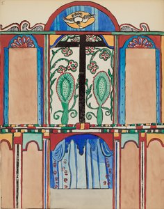 Planche 6 : Retable de la chapelle, Santa Cruz : Du portfolio "Dessins coloniaux espagnols du Nouveau-Mexique" - American 20th Century