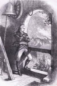 Arnold observant la destruction de la Nouvelle-Angleterre, illustration de l