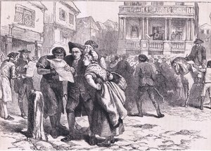 Les Bostoniens lisant le Stamp Act, illustration de l