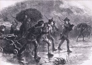 Manœuvres nocturnes des Américains à Boston, illustration de l