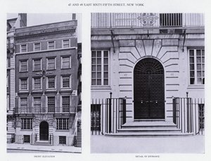 Charles A Platt : 47 et 49 East Sixty-Fifth Street, New York, élévation frontale, détail de l