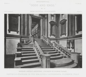 Escalier du vestibule de la Biblioteca Laurenziana, Florence, Italie - American Photographer (after)