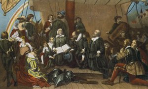 Embarquement des pèlerins, depuis le port de Delft, 22 juillet 1620 (impression) - American Photographer
