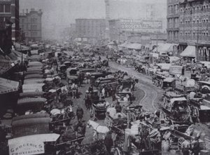Haymarket Square rempli de voitures à cheval, Chicago - American Photographer