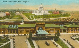 Providence, Rhode Island : Union Station et State Capitol (photo couleur) - American Photographer
