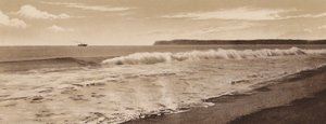 San Diego : Surf à Coronado Beach, Point Loma au loin, San Diego (photo n/b) - American Photographer