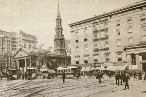 Chapelle St Paul et Astor House, près de City Hall Park, New York, 1892 - American Photographer