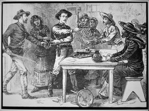 Les Texas Rangers arrêtant un hors-la-loi mexicain, vers 1880 (gravure) - American Photographer