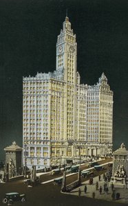 Wrigley Building, sections sud et nord, de nuit - American Photographer