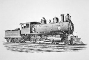 Une locomotive de type Consolidation 2-8-0 construite par Baldwin en juin 1889 pour le Northern Pacific Railway - American School