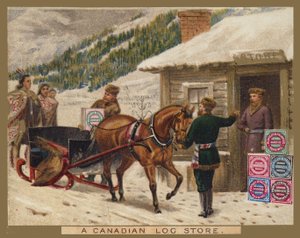 Un magasin de bûches canadien, publicité Huntley et Palmer - American School