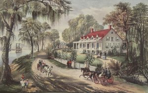 Une maison sur le Mississippi, pub. 1871, Currier & Ives - American School