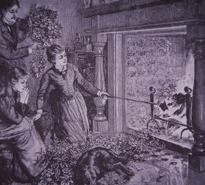 Une famille brûle des branches de Noël et fait des toasts - American School