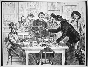 Un joueur accuse un autre joueur de tricherie, vers 1880 - American School
