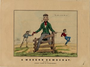 Un démocrate moderne : devise : tout pour tout le monde, signé sur pierre : HAP, publié à Dubuque, Iowa, vers 1860 - American School