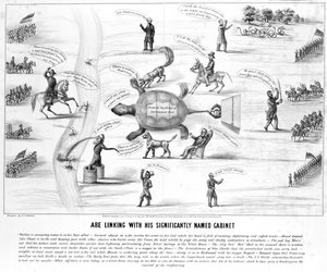 Abe Lincoln avec son cabinet significativement nommé, publié par M.E. Godwin en 1864 - American School