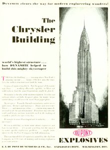 Publicité avec le Chrysler Building, du DuPont Magazine, mai 1930 - American School