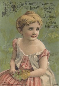 Publicité pour les savons principaux de John Reardon & Sons : Anchor, Oval, Antique et Extra Family Soaps, c.1887