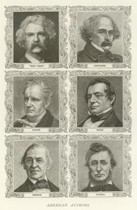 Auteurs américains, Mark Twain, Hawthorne, Cooper, Irving, Emerson, Thoreau - American School
