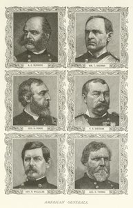 Généraux américains, A E Burnside, William T Sherman, George G Meade, P H Sheridan, George B McClellan, George H Thomas - American School