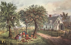Ferme américaine - Automne, pub. 1869, Currier & Ives - American School