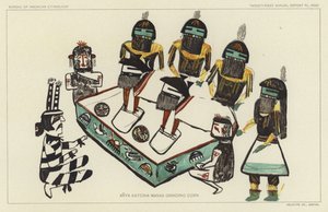 Anya Katcina Manas broyant du maïs (lithographie couleur) - American School