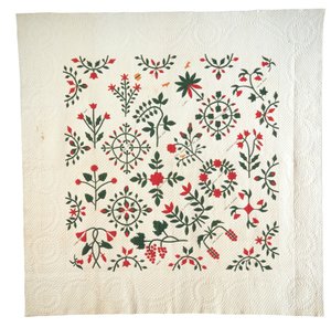 Quilt botanique de jardin appliqué et brodé - American School