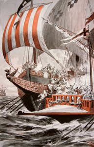 Arouji, frère de Barberousse, attaque les galères au trésor du pape Jules II, en 1504 - American School