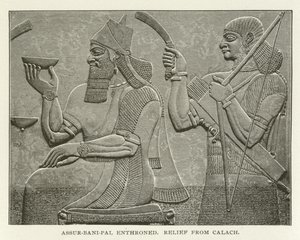 Assur-bani-pal sur son trône, relief de Calach - American School