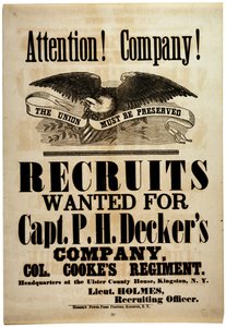 Attention! Compagnie!, affiche de recrutement pour la 156e infanterie de New York, 1862