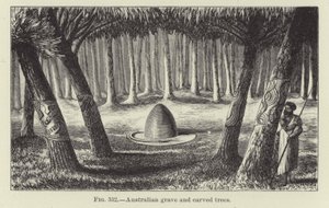 Tombe australienne et arbres sculptés - American School