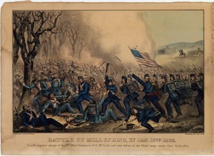 Bataille de Mill Spring, Ky. 19 janvier 1862, pub. par Currier & Ives, vers 1862 - American School