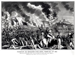 Bataille de Molino del Rey, combattue le 8 septembre 1847, pub. par James Baillie, 1848