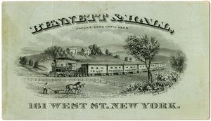 Carte commerciale de Bennett & Hall [recto], 1882 (lithographie gravée [carte commerciale]) - American School