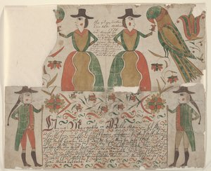 Certificat de naissance et de baptême pour Anna Margräta Willeman, peinture Fraktur, c.1810 - American School