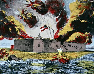 Bombardement de Fort Pulaski, île de Cockspur, Géorgie - American School
