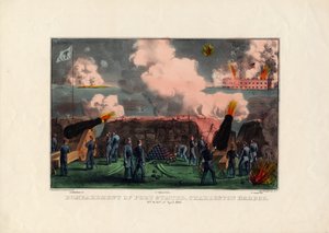 Bombardement de Fort Sumter, port de Charleston, 12 et 13 avril 1861, pub. par Currier & Ives, vers 1861 - American School