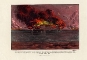 Bombardement de Fort Sumter, port de Charleston, 12 et 13 avril 1861, pub. par Currier & Ives, vers 1861 - American School