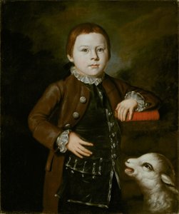 Garçon de la famille Hallett avec un agneau - American School