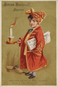 Garçon avec un journal portant une bougie allumée - American School