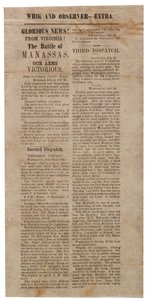 Affiche annonçant la première bataille de Manassas, Whig and Observer Extra, après le 22 juillet 1861 - American School
