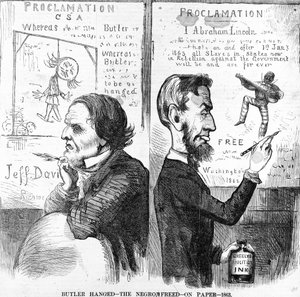 Butler pendu, le nègre libre, sur papier, 1863 - American School