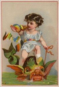 Chérubin chevauchant un poisson - American School
