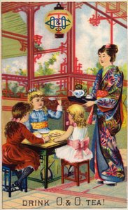 Enfants à la cérémonie du thé japonaise - American School
