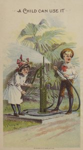 Enfants jouant avec une pompe à eau - American School