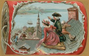 Enfants regardant la bataille de Bunker Hill, 17 juin 1775 - American School
