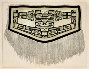 Couverture Chilkat, avant 1832 (laine de chèvre de montagne et écorce de cèdre jaune) - American School